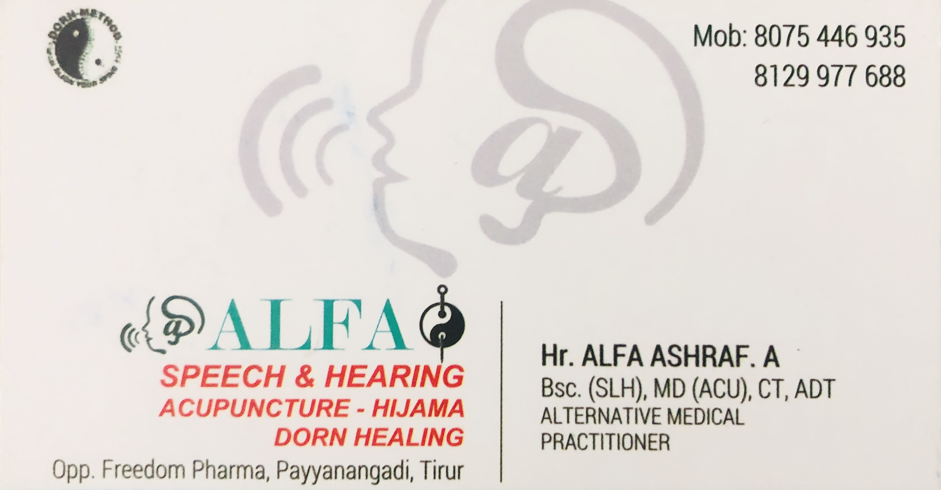 ALFA SPEECH & HEARING ACUPUNCTURE-HIJAMA DORN HEALING